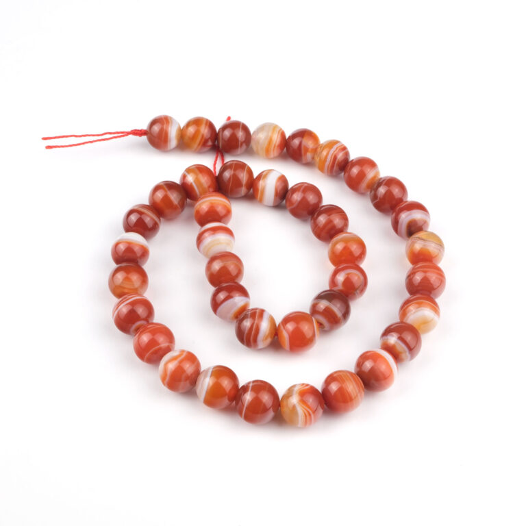 2A Kalite Madagaskar Akik doğal taş dizi 10 mm – gri, kahverengi ve krem tonlarında desenleriyle denge, koruma ve içsel güç sağlayan toptan doğal taş dizi