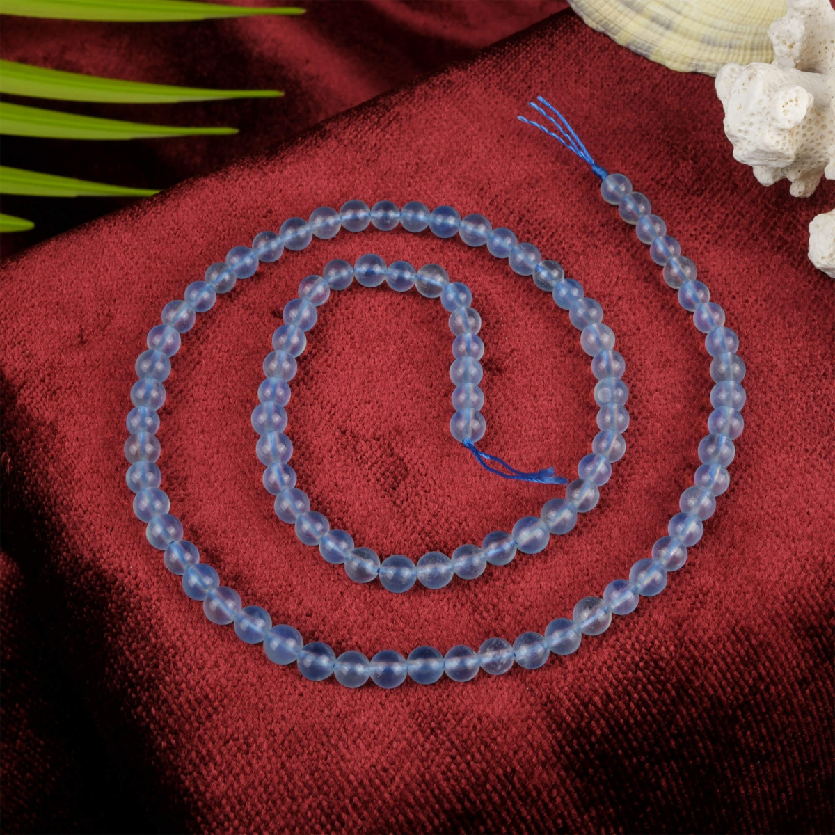 Akuamarin doğal taş dizi 4 mm – açık mavi tonlarıyla huzur, denge ve iletişim enerjisi yayan toptan doğal taş dizi