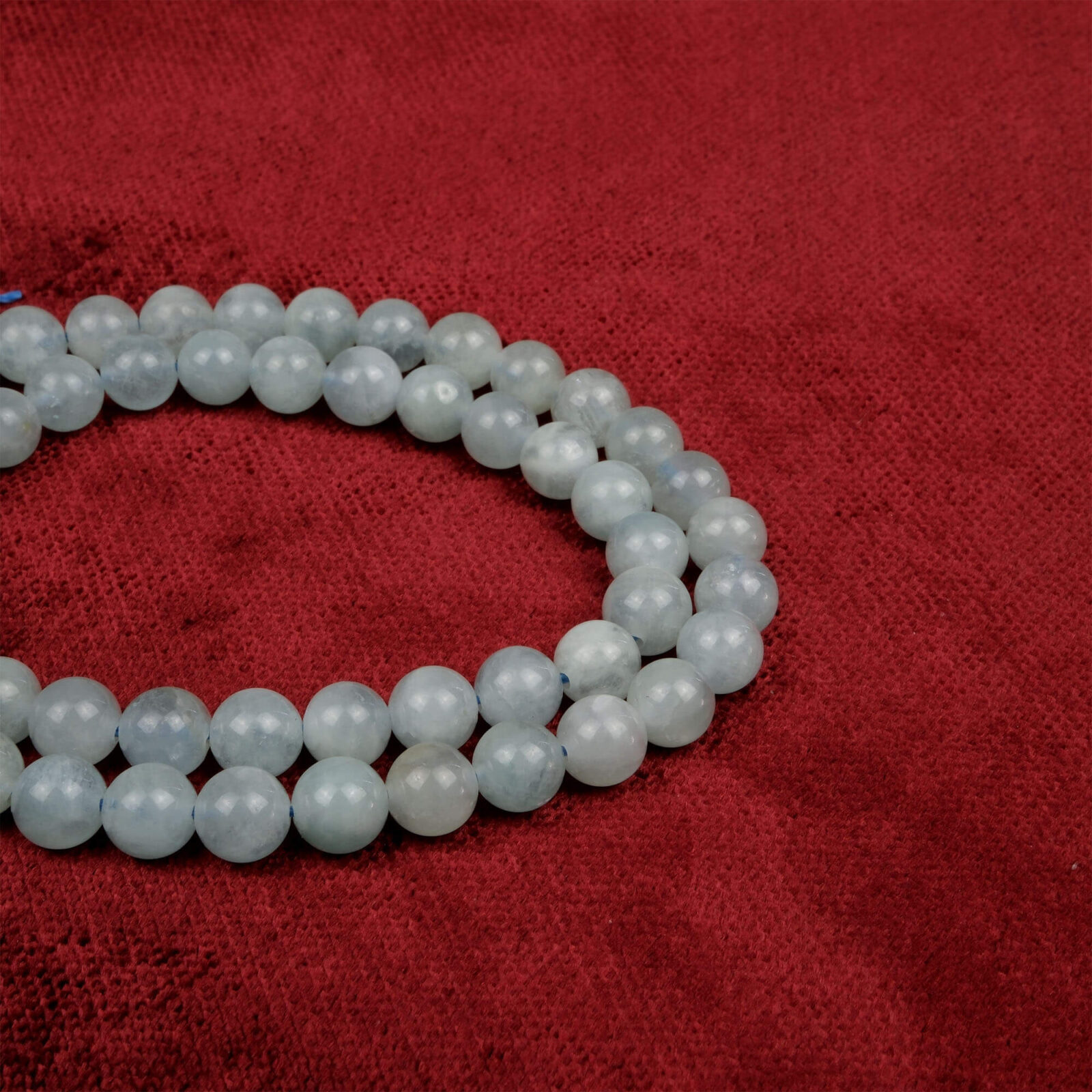 Akuamarin doğal taş dizi 6 mm – açık mavi tonlarıyla huzur, iletişim ve duygusal denge sağlayan toptan doğal taş dizi