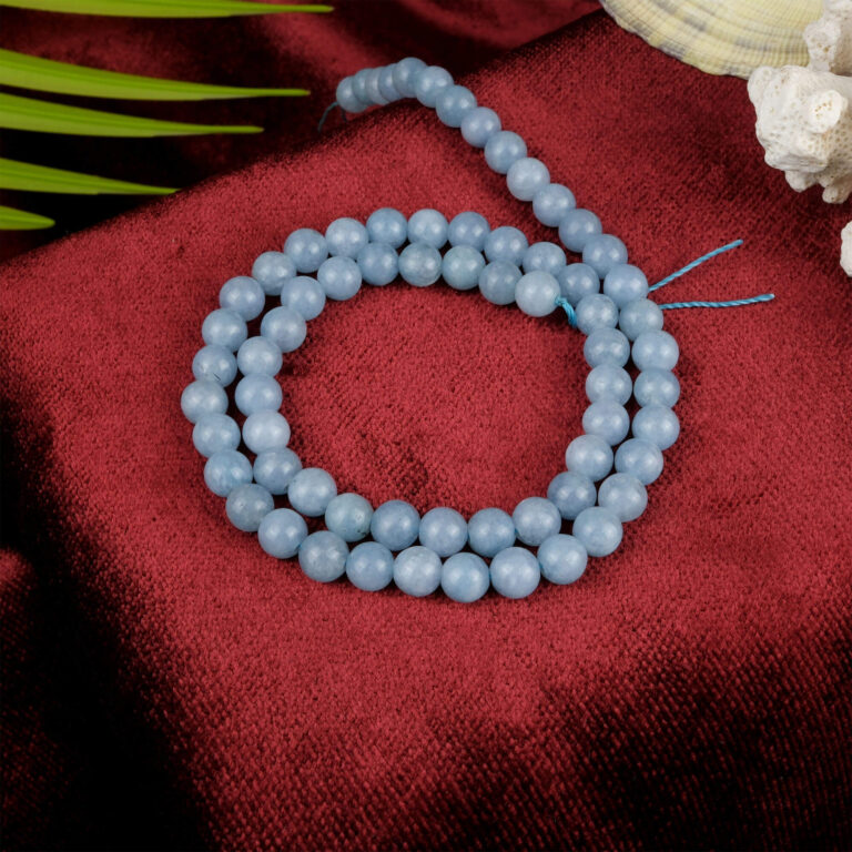 Akuamarin doğal taş dizi 6 mm – açık mavi tonlarıyla sakinlik, iletişim ve berraklık sağlayan toptan doğal taş dizi