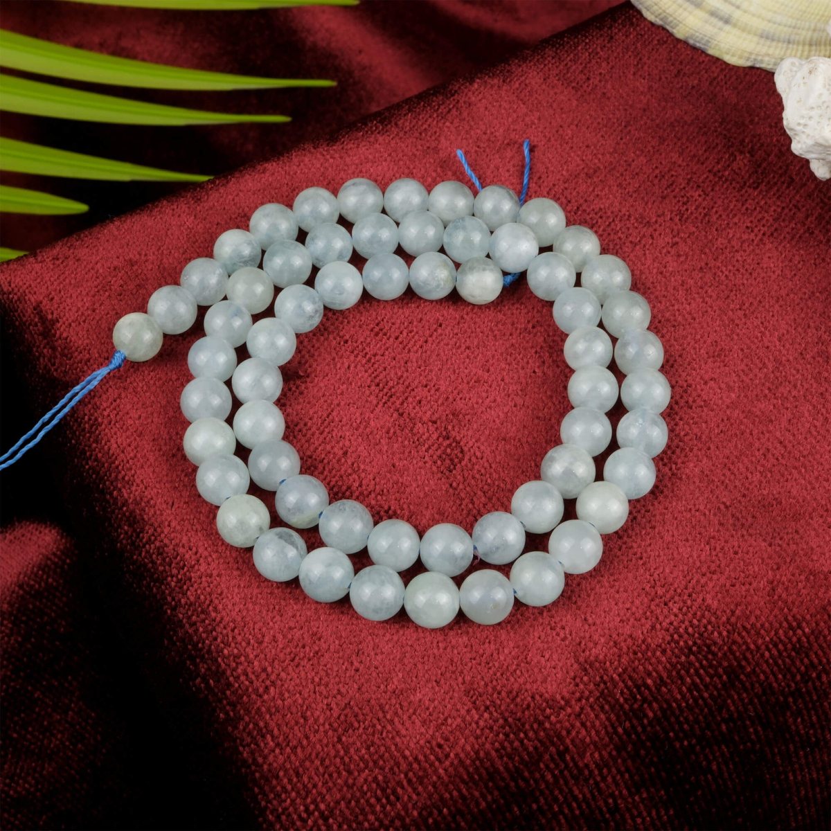 Akuamarin doğal taş dizi 6 mm – açık mavi tonlarıyla huzur, iletişim ve duygusal denge sağlayan toptan doğal taş dizi