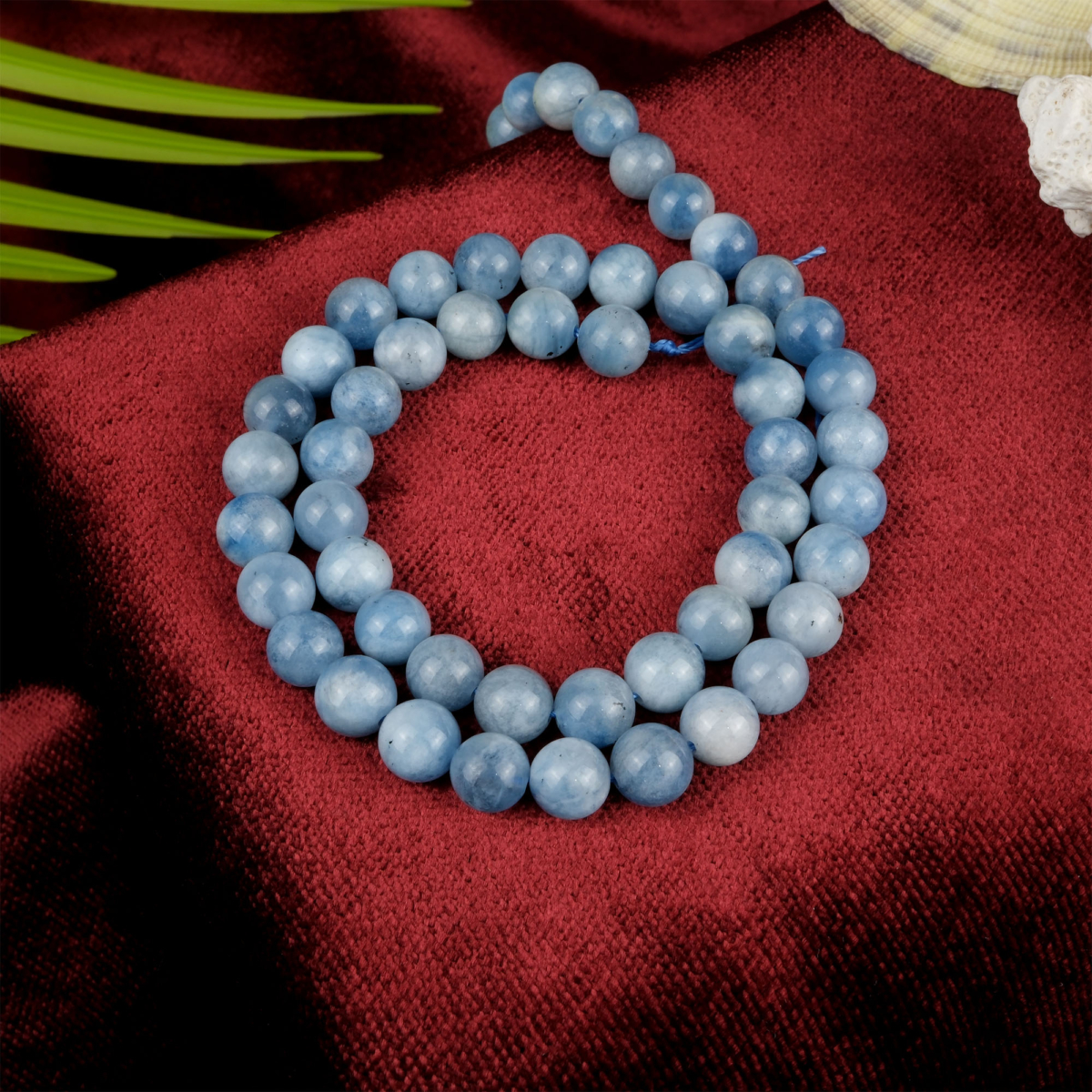 Akuamarin doğal taş dizi 7 mm – deniz mavisi tonlarıyla huzur, dinginlik ve özgüven enerjisi yayan toptan doğal taş dizi