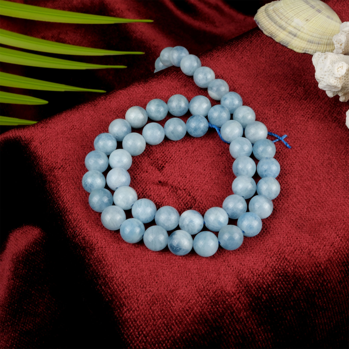 Akuamarin doğal taş dizi 8 mm – açık mavi tonlarıyla huzur, berraklık ve içsel dinginlik sağlayan toptan doğal taş dizi