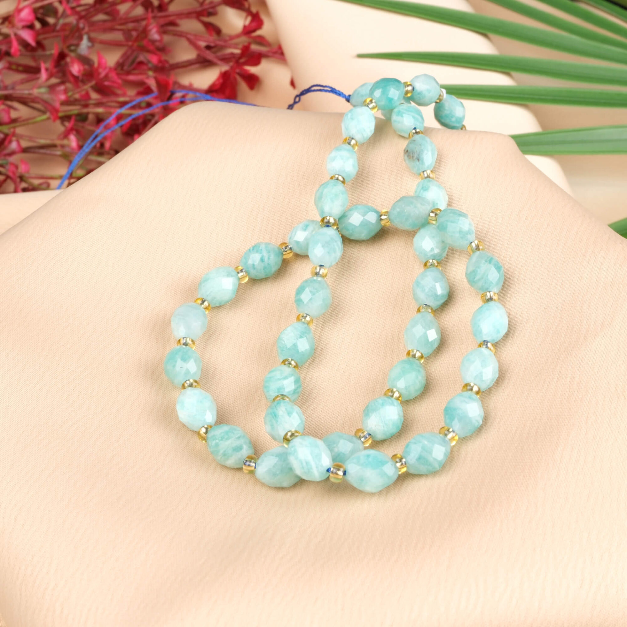 Amazonit Doğal Taş Kesimli Arpa Dizi (6x8mm)