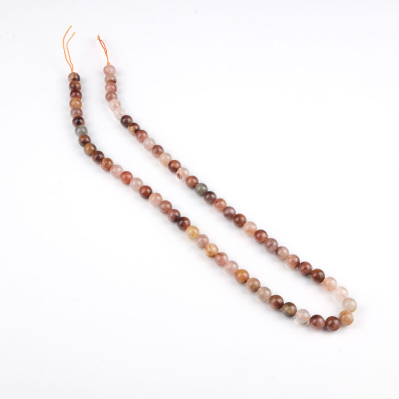 Bakır Rutil Kuvars doğal taş dizi 6 mm – içindeki bakır kristal iğneleriyle enerjiyi güçlendiren, takı yapımına uygun toptan doğal taş dizi