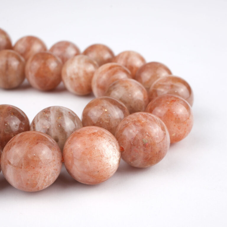 Güneştaşı doğal taş dizi 10 mm – turuncu ve altın tonlarıyla canlılık, enerji ve pozitif güç sağlayan toptan doğal taş dizi