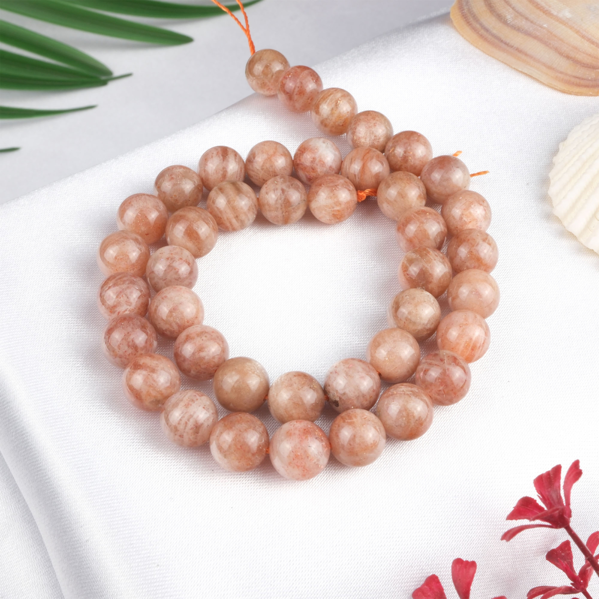 Güneştaşı doğal taş dizi 9 mm – turuncu ve altın tonlarıyla canlılık, özgüven ve pozitif enerji sağlayan toptan doğal taş dizi