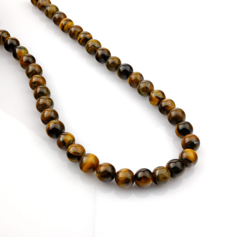 Kaplangözü doğal taş dizi – toptan doğal taş dizi, altın ve kahverengi tonlarıyla koruma, denge ve cesaret enerjisi taşı.