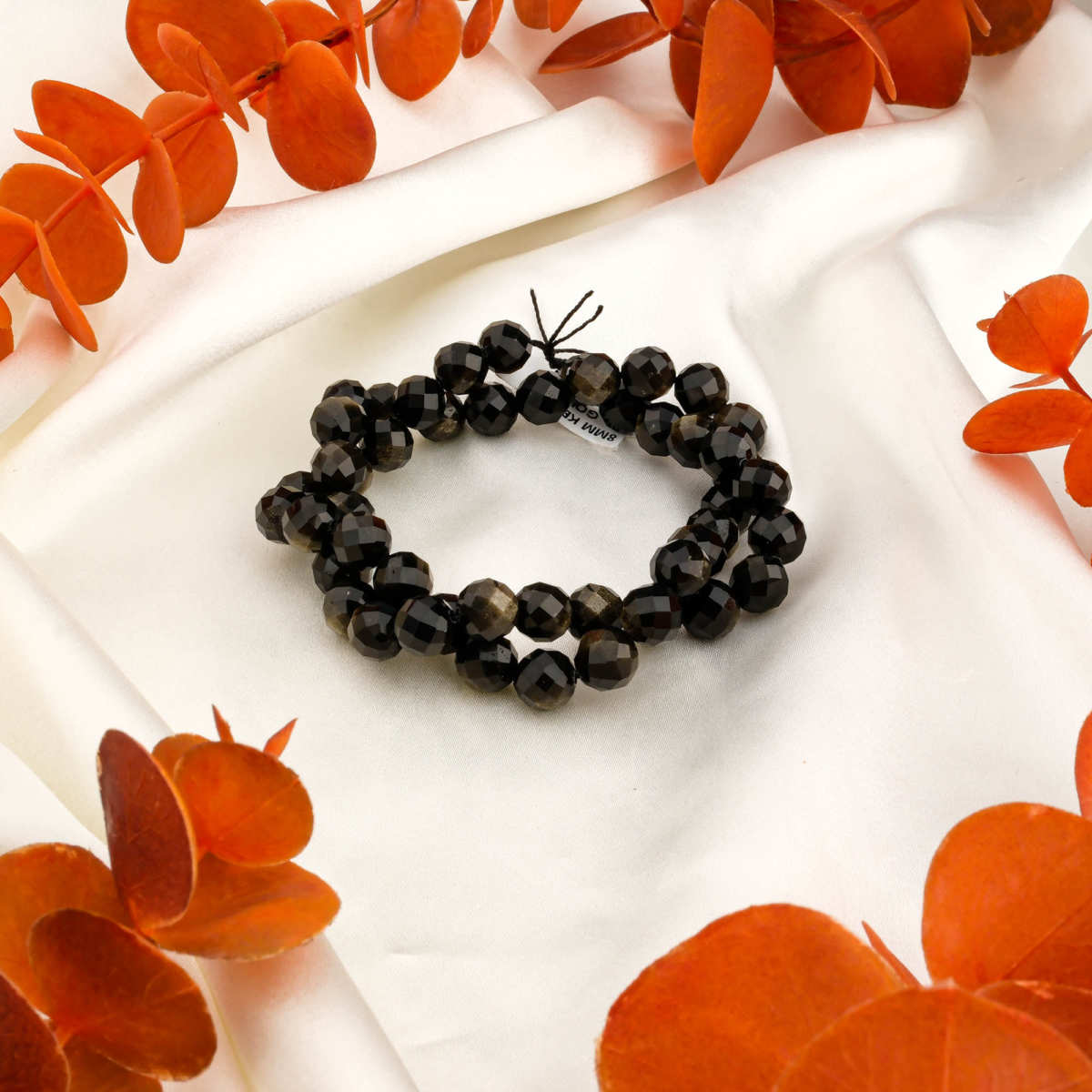 Kesimli Gold Obsidyen Doğal Taş Dizi (8mm)