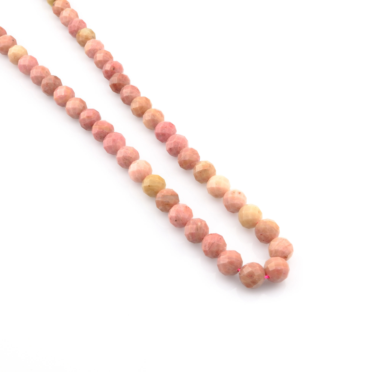 Kesimli Rodonit doğal taş dizi – toptan doğal taş dizi, pembe ve siyah tonlarıyla denge, sevgi ve kalp çakrası enerjisi sunan taş.