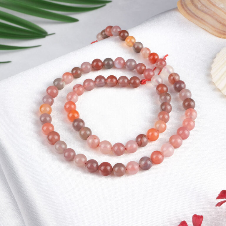 Kırmızı Botsvana Akik doğal taş dizi 6 mm – kırmızı ve gri tonlarıyla denge, istikrar ve enerji sağlayan toptan doğal taş dizi