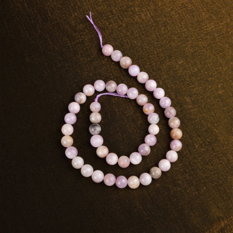 Kunzit doğal taş dizi 8 mm – açık pembe ve mor tonlarıyla sevgi, huzur ve kalp enerjisini dengeleyen toptan doğal taş dizi
