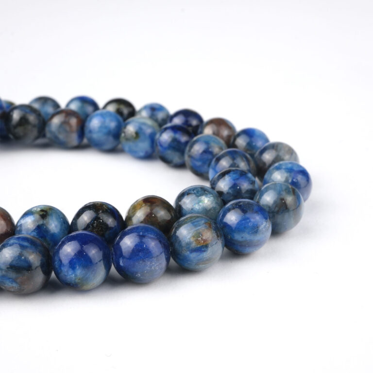 Kyanit doğal taş dizi 7 mm – mavi tonlarıyla zihin açıklığı, sezgisel denge ve ruhsal farkındalık sağlayan toptan doğal taş dizi