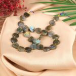 Labradorit Doğal Taş Dizi (12mm Kalp Desen Kesim)