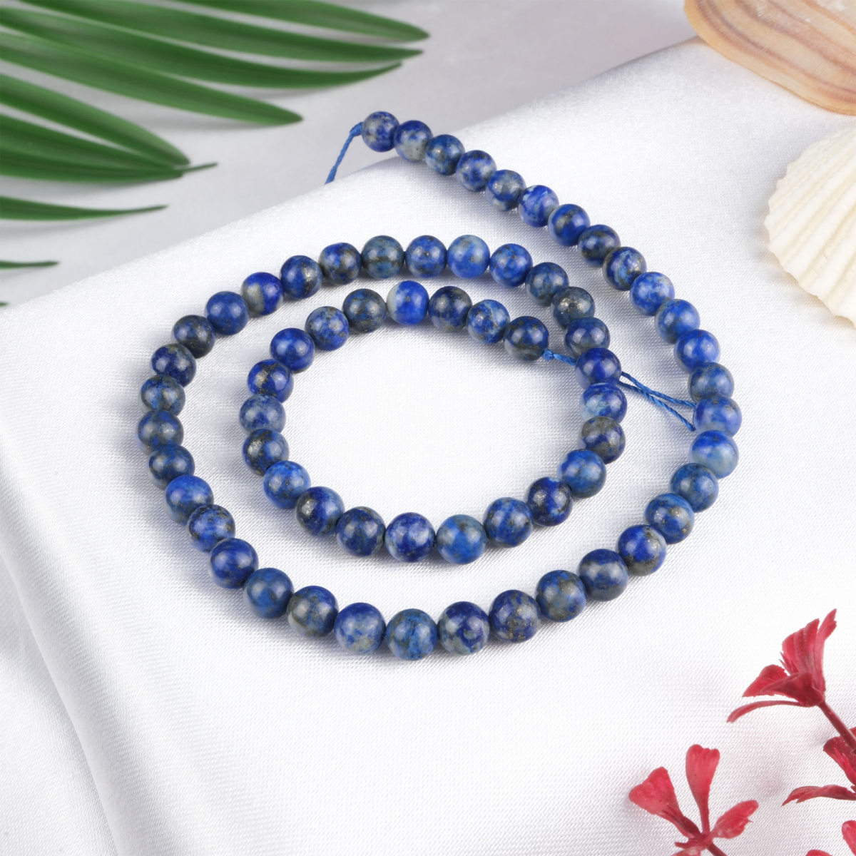 Lapis Lazuli doğal taş dizi 6 mm – lacivert rengi ve altın pirit tanecikleriyle bilgelik, sezgi ve koruma sağlayan toptan doğal taş dizi