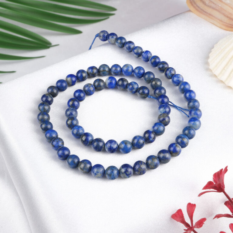 Lapis Lazuli doğal taş dizi 6 mm – lacivert rengi ve altın pirit tanecikleriyle bilgelik, sezgi ve koruma sağlayan toptan doğal taş dizi