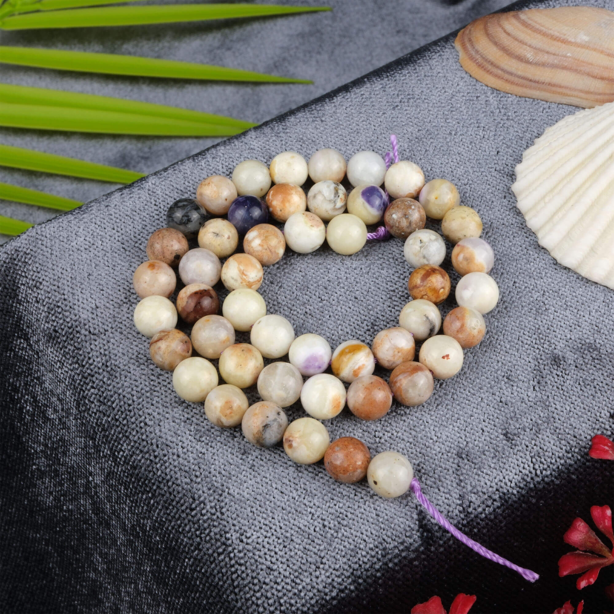 Mor Opal doğal taş dizi 8 mm – lavanta ve mor tonlarıyla sezgiyi güçlendiren, duygusal denge sağlayan toptan doğal taş dizi