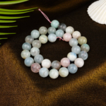 Morganit doğal taş dizi 12 mm – pastel pembe tonlarıyla sevgi, huzur ve kalp enerjisini dengeleyen toptan doğal taş dizi