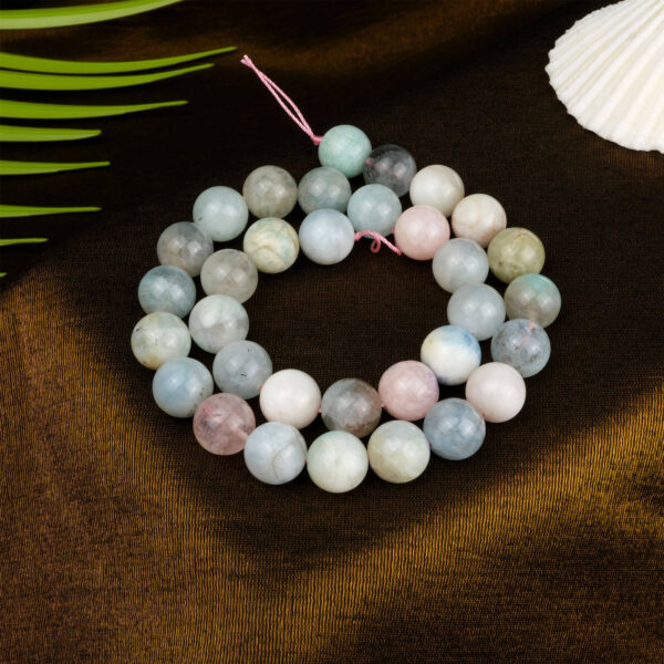 Morganit doğal taş dizi 12 mm – pastel pembe tonlarıyla sevgi, huzur ve kalp enerjisini dengeleyen toptan doğal taş dizi