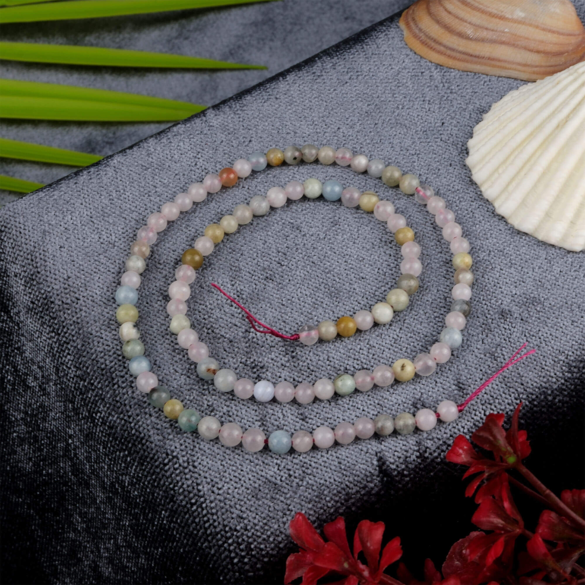 Morganit doğal taş dizi 4 mm – pembe tonlarıyla sevgi, huzur ve duygusal denge sağlayan toptan doğal taş dizi