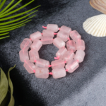 Pembe Kuvars Doğal Taş Dizi (Sekizgen Arası Boncuklu)