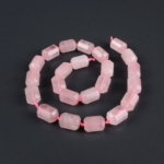 Pembe Kuvars Doğal Taş Dizi (Sekizgen Arası Boncuklu) - Görsel 4