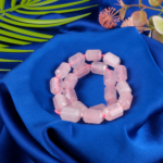 Pembe Kuvars Doğal Taş Dizi (Sekizgen Arası Boncuklu) - Görsel 3