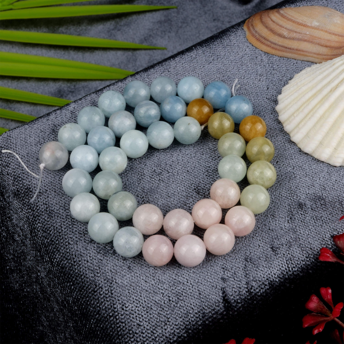 Rainbow Morganit doğal taş dizi 10 mm – pastel renk geçişleriyle sevgi, huzur ve duygusal denge enerjisi yayan toptan doğal taş dizi