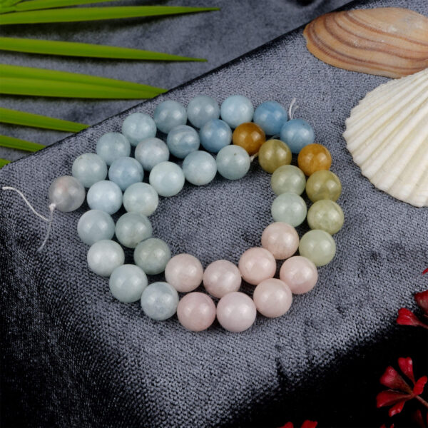 Rainbow Morganit doğal taş dizi 10 mm – pastel renk geçişleriyle sevgi, huzur ve duygusal denge enerjisi yayan toptan doğal taş dizi