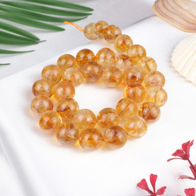 Sitrin doğal taş dizi 12 mm – sarı ve altın tonlarıyla bolluk, pozitif enerji ve canlılık sağlayan toptan doğal taş dizi