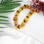 Siyah Sarı Kırık Kehribar Doğal Taş Dizi