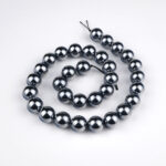 Teraherz doğal taş dizi 12 mm – gümüş gri metalik parlaklığıyla enerji dengeleme, frekans yükseltme ve canlılık sağlayan toptan doğal taş dizi