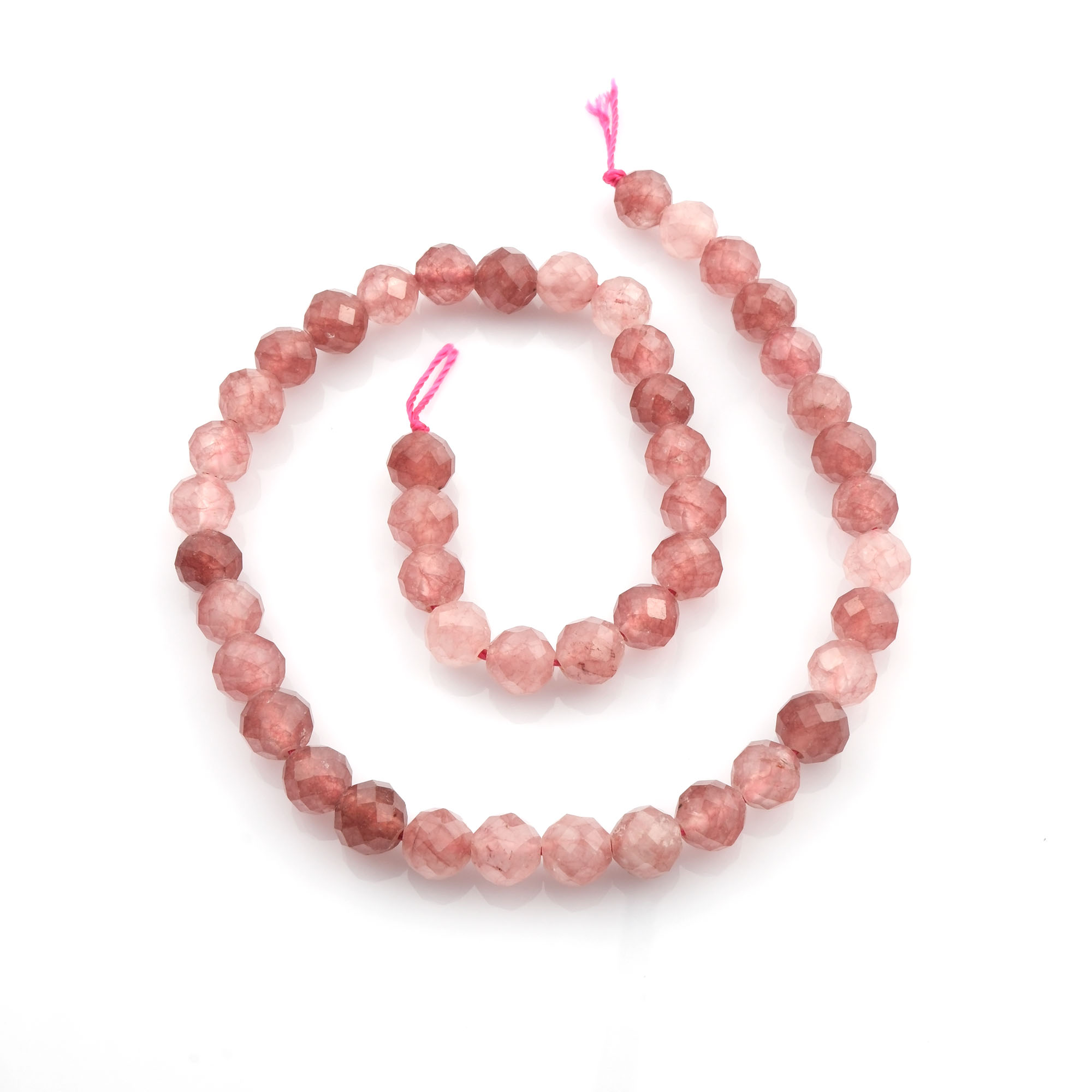 2A Kalite Kesimli Çilek Kuvars doğal taş dizi 8mm – aşk, tutku ve pozitif enerji yayan pembe tonlu toptan doğal taş dizi