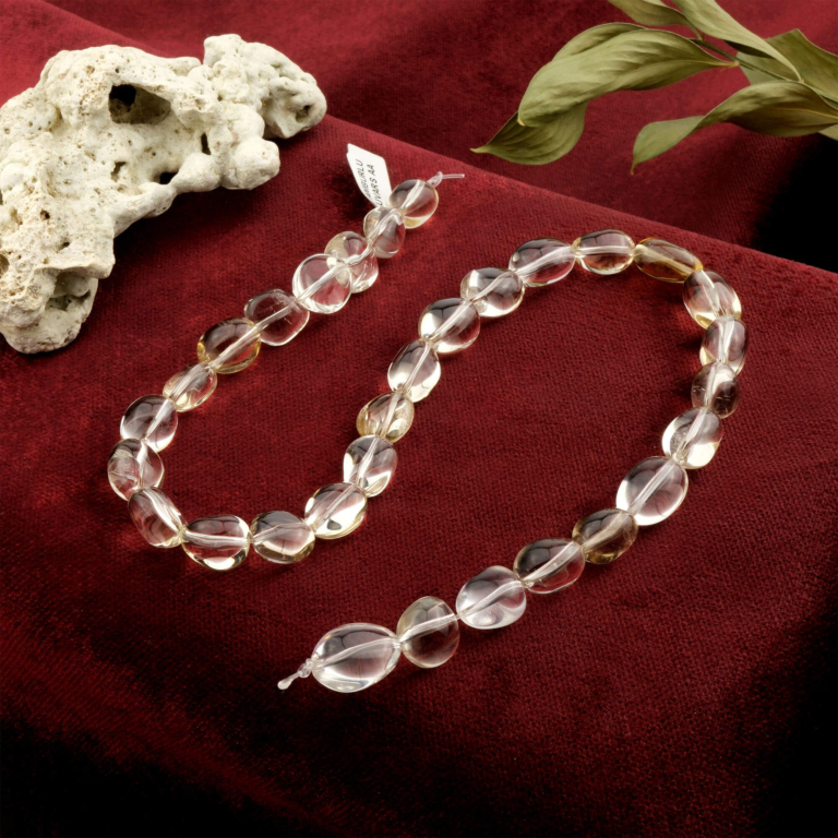 2A Kalite Tambur Kesim Kuvars doğal taş dizi – şeffaf yapısı ve pürüzsüz tambur kesimiyle enerji dengeleme ve meditasyon çalışmaları için ideal toptan doğal taş dizi