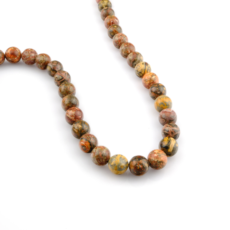 Ateş Jasper doğal taş dizi 10mm – kırmızı, turuncu ve kahverengi tonlarıyla gücü, tutkuyu ve kararlılığı temsil eden toptan doğal taş dizi.