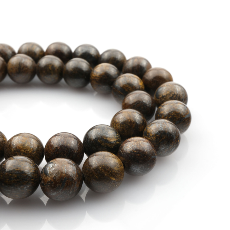 Bronzit doğal taş dizi 8mm – bronz ışıltılı kahverengi tonlarıyla özgüven, denge ve topraklama enerjisi sağlayan güçlü toptan doğal taş dizi