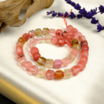 Faset küp kesim Karpuz Kuvars doğal taş dizi 10mm – sevgi, denge ve pozitif enerji taşıyan toptan doğal taş dizi