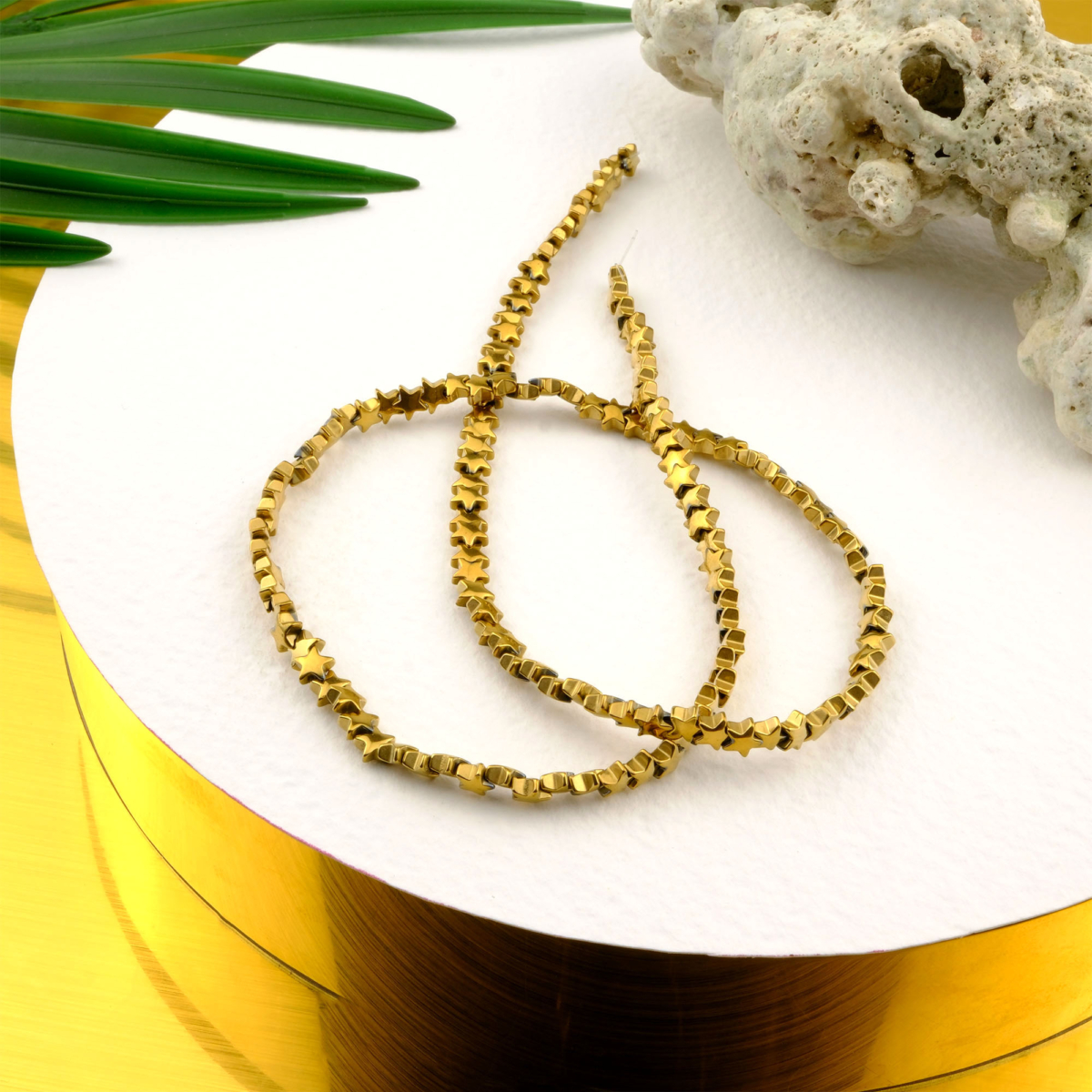 Gold Yıldız Hematit doğal taş dizi 4mm – enerji, özgüven ve koruma gücünü artıran toptan doğal taş dizi