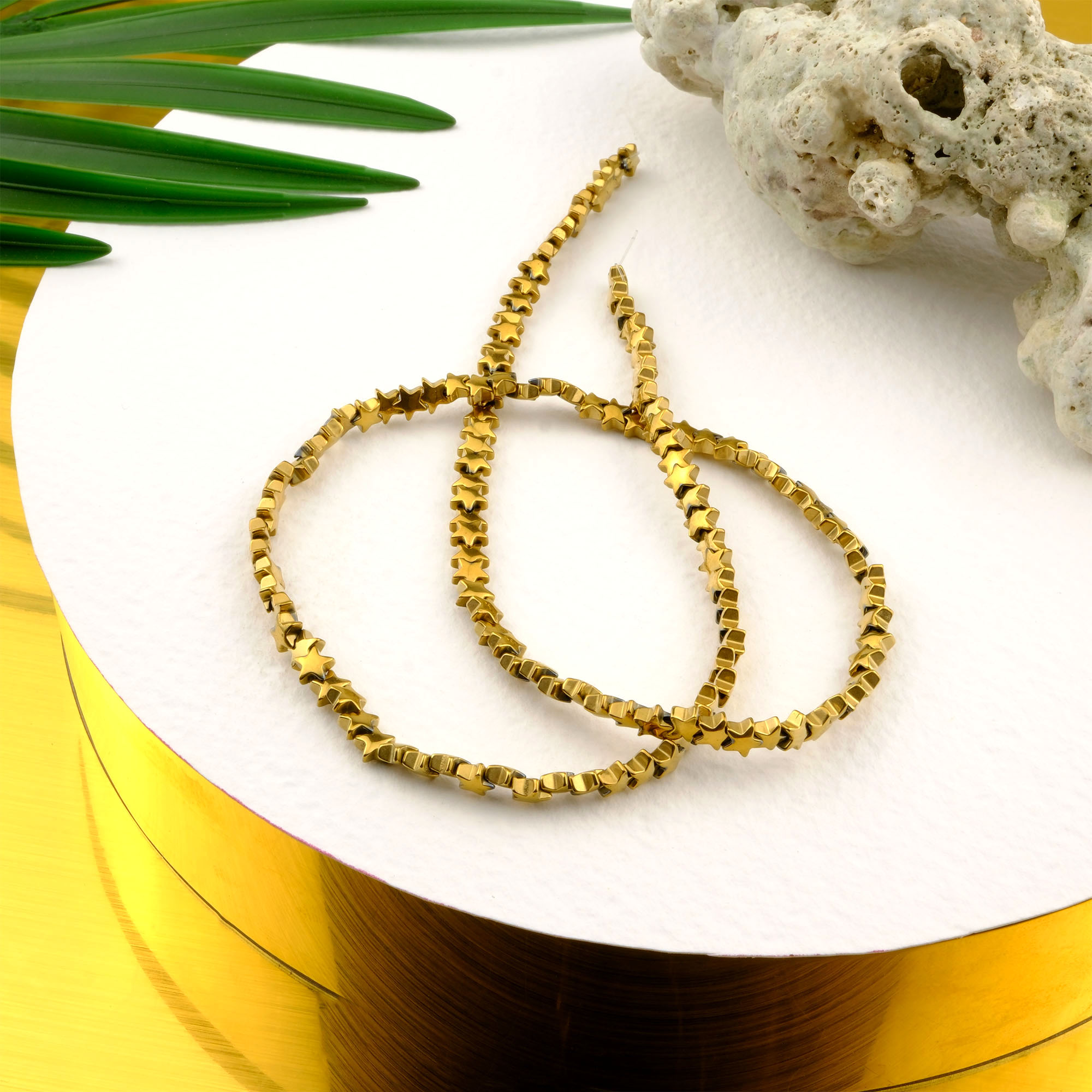 Gold Yıldız Hematit doğal taş dizi 4mm – enerji, özgüven ve koruma gücünü artıran toptan doğal taş dizi