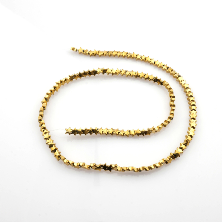 Gold Yıldız Hematit doğal taş dizi 4mm – enerji, özgüven ve koruma gücünü artıran toptan doğal taş dizi