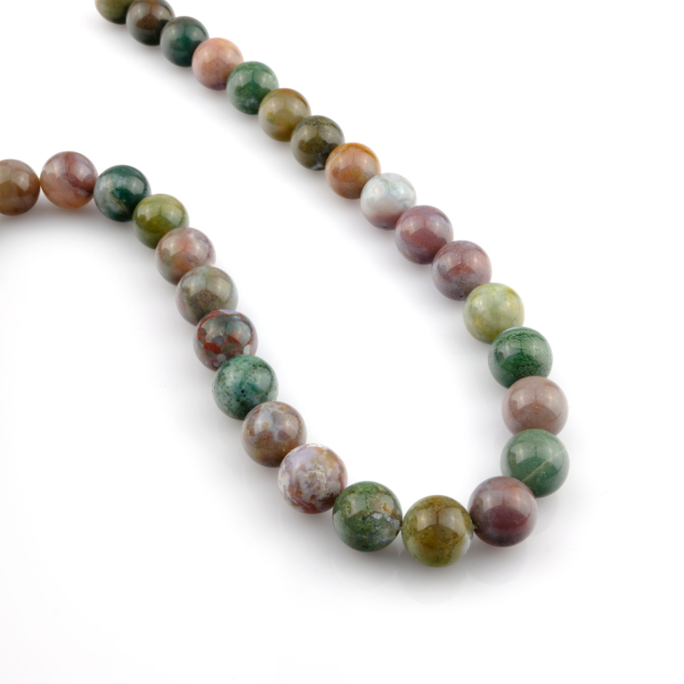 Hint Akik toptan doğal taş dizi 12mm – yeşil, kahverengi ve krem tonlarıyla denge, huzur ve koruma enerjisi sunan doğal taş modeli.