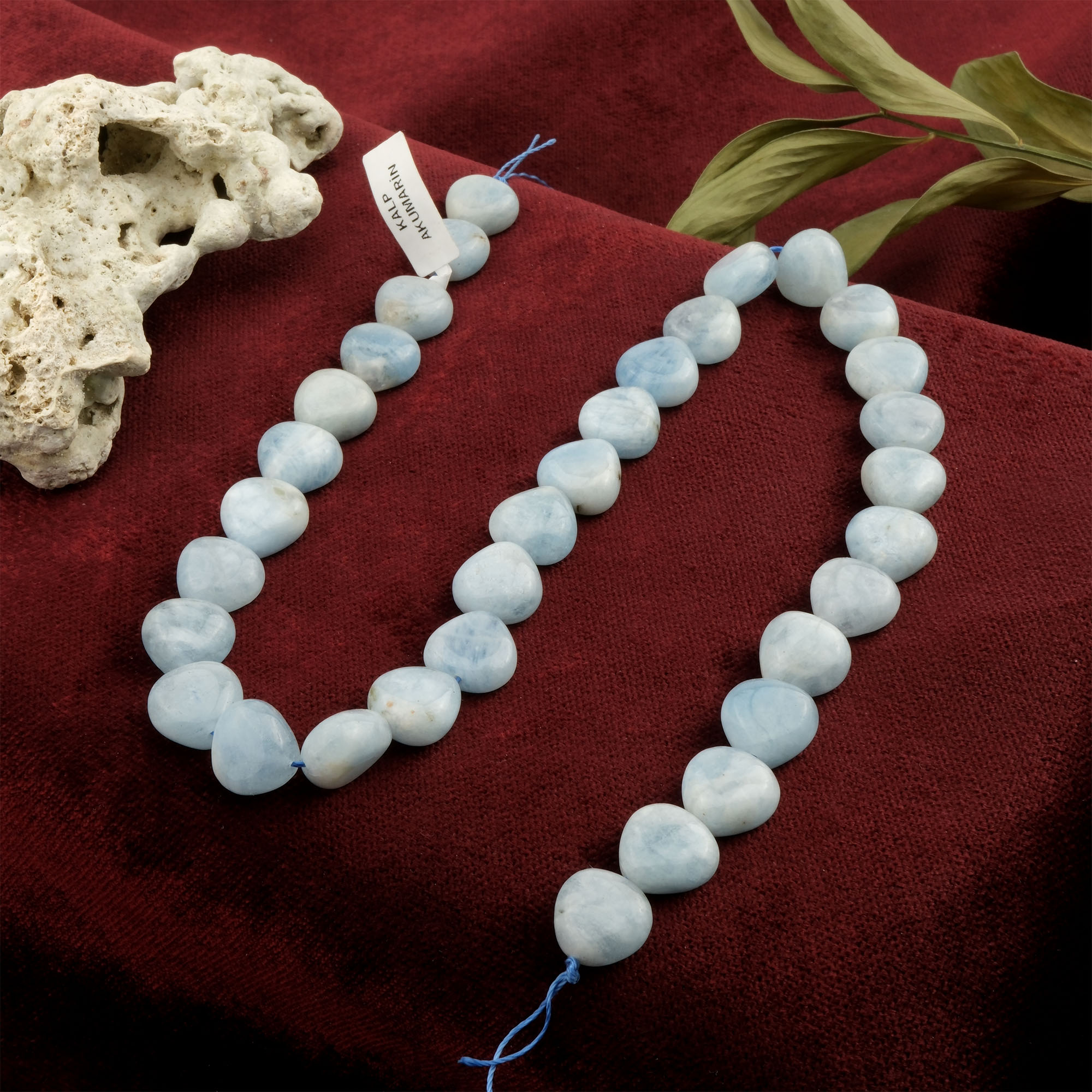 Akuamarin Doğal Taş Dizi (Kalp Kesim)