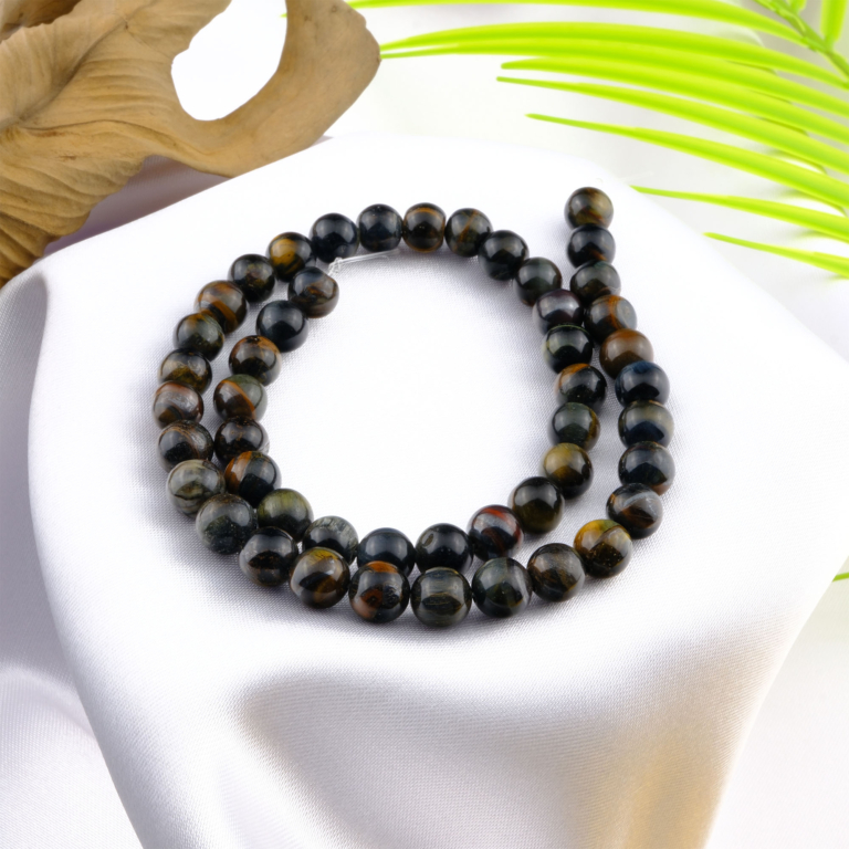 Kaplangözü toptan doğal taş dizi 8mm – altın ve kahverengi tonlarıyla cesaret, denge ve koruma enerjisi yayan güçlü doğal taş modeli.