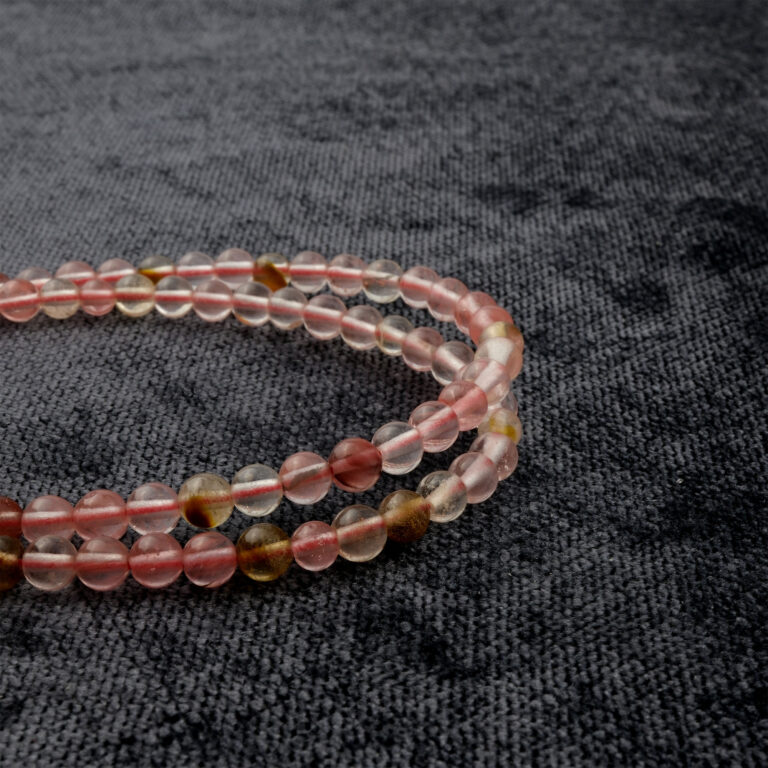 Karpuz Kuvars doğal taş dizi 4mm – pembe ve yeşil tonların birleşimiyle sevgi, denge ve huzur enerjisi yayan toptan doğal taş dizi.