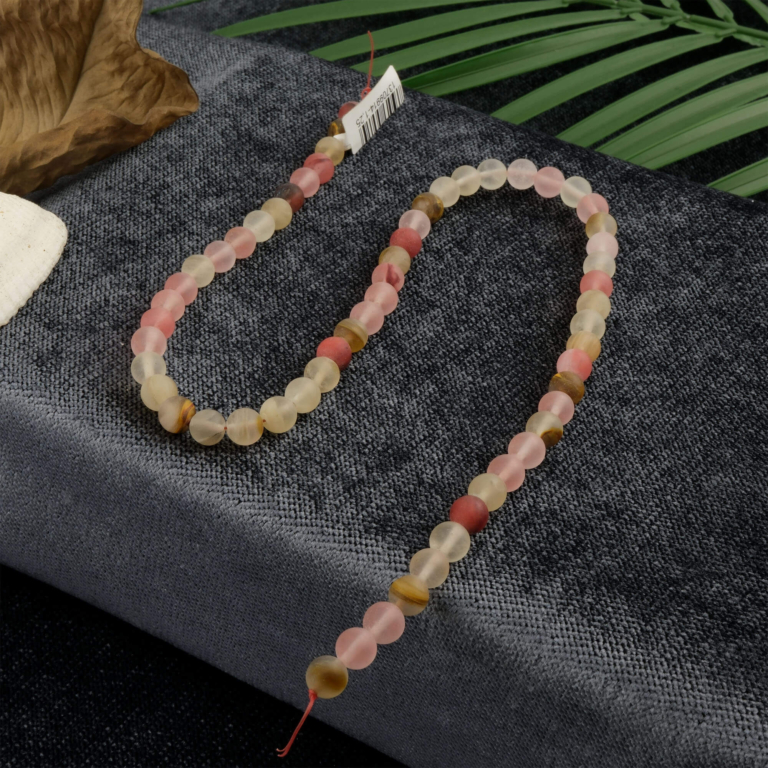 Karpuz Kuvars doğal taş dizi 6mm – pembe ve yeşil tonlarıyla sevgi, denge ve yenilenme enerjisini yayan şifalı görünümlü toptan doğal taş dizi.