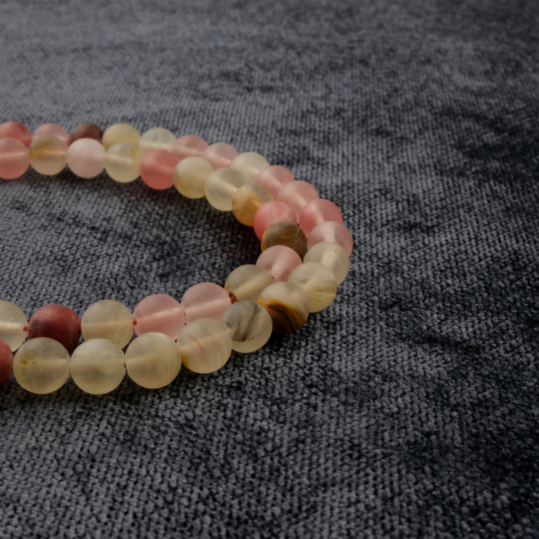 Karpuz Kuvars doğal taş dizi 6mm – pembe ve yeşil tonlarıyla sevgi, denge ve yenilenme enerjisini yayan şifalı görünümlü toptan doğal taş dizi.