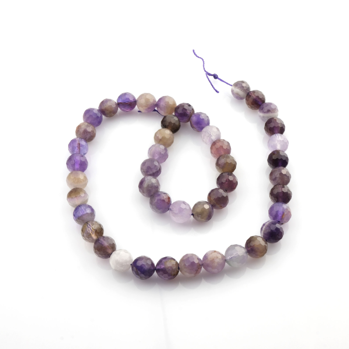Kesimli Ametist doğal taş dizi 8mm – mor tonlarıyla ruhsal farkındalık, huzur ve denge enerjisi sunan toptan doğal taş dizi