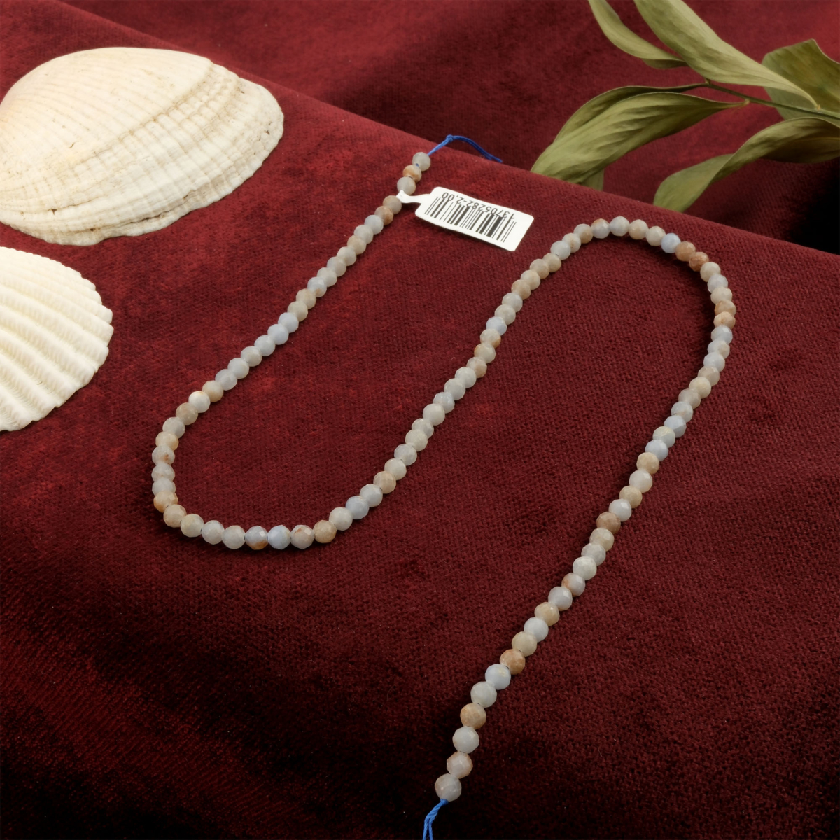 Kesimli Anjelit doğal taş dizi 4mm – açık mavi tonlarıyla huzur, sezgi ve içsel denge sağlayan toptan doğal taş dizi.