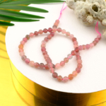 Kesimli Çilek Kuvars doğal taş dizi 6mm – sevgi, şefkat ve içsel denge enerjisi yayan toptan doğal taş dizi