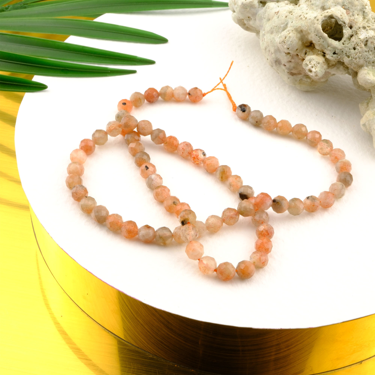 Kesimli Güneş Taşı doğal taş dizi 5mm – canlılık, özgüven ve pozitif enerji yayan toptan doğal taş dizi